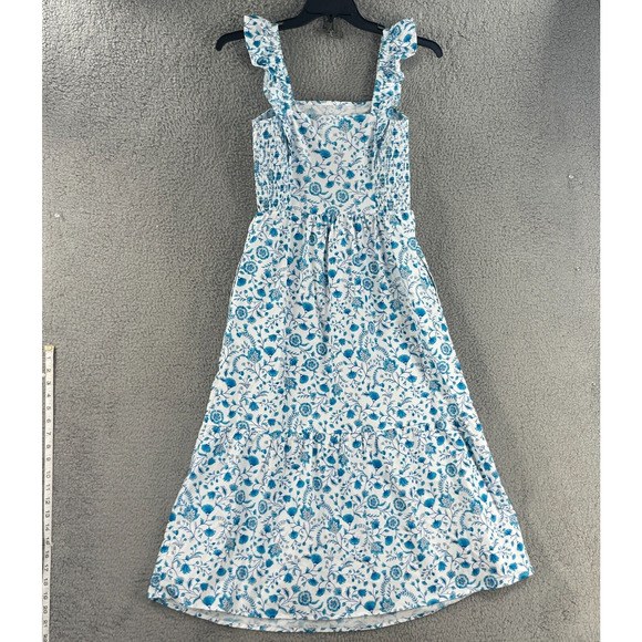 Draper James Womens Floral Dress Cottage Long 100% Cotton Sz S Flowy Ruffle - Picture 6 of 16